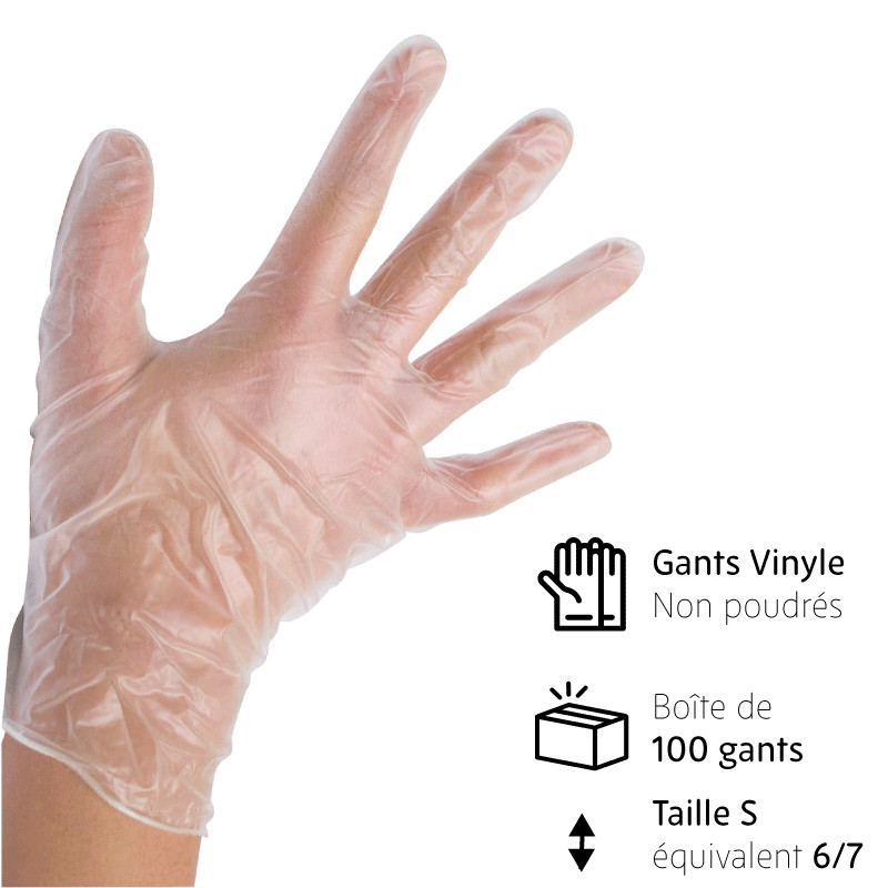 Gants Vinyle non poudrés taille S