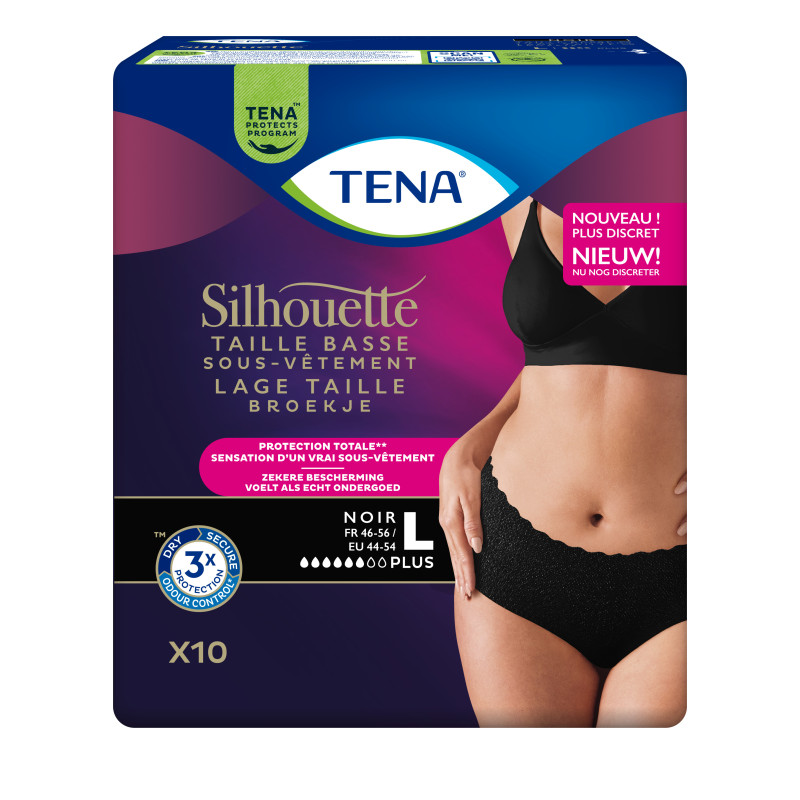 TENA Silhouette Plus Taille Basse Noir L